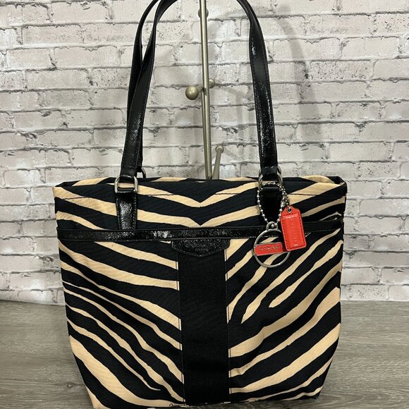 COACH ZEBRA NYLON TOTE/ SHOULDER BAG - Picture 2 of 7